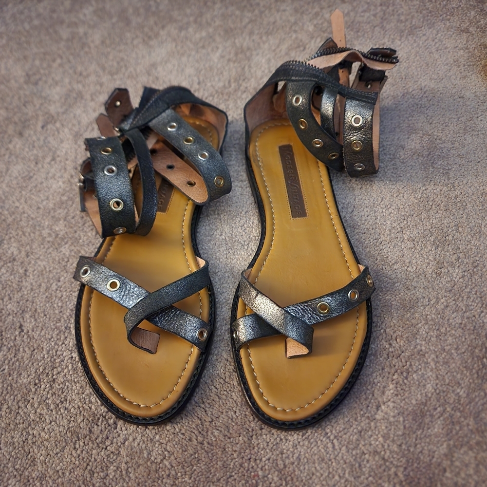 New Modern Vintage sandal steel grey metallic sandals- size 7